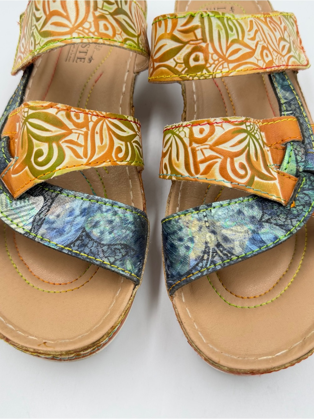 L'Artiste by Spring Step Caiman Slide Sandal Womens US 9 EU 40 Leather Tropical - Picture 8 of 11